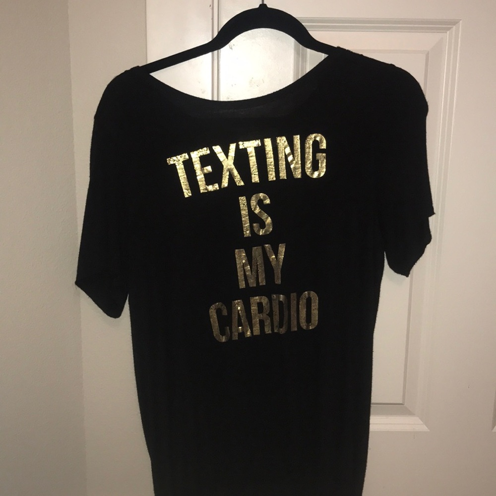 black texting is my cardio shirt